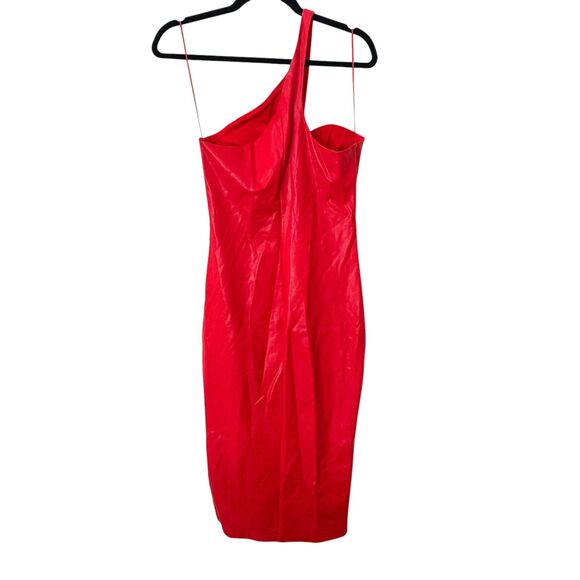 AMANDA UPRICHARD Mckay Faux leather‎ One Shoulder Dress Red Small - Picture 3 of 5